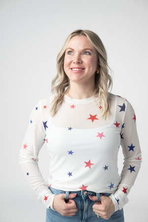 Mesh Long Sleeve Top - Stars by Michelle Mae