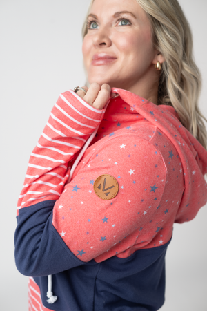 Colorblock Fullzip - Liberty Stars, Navy, and Stripes Trio by Michelle Mae