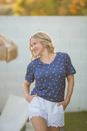 Sophie Top - Nautical Navy by Michelle Mae