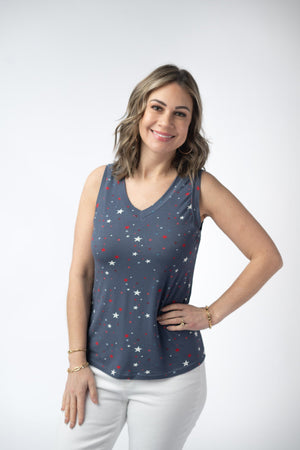 Noelle Tank - Navy Liberty Stars by Michelle Mae