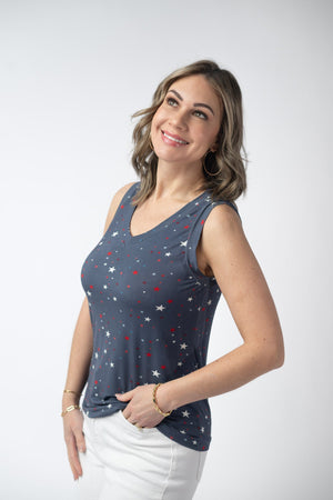 Noelle Tank - Navy Liberty Stars by Michelle Mae