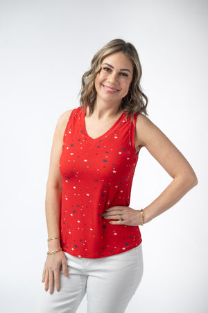 Noelle Tank - Red Liberty Stars by Michelle Mae