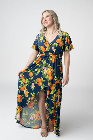 Harley High-Low Dress - Navy Citrus by Michelle Mae