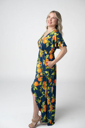 Harley High-Low Dress - Navy Citrus by Michelle Mae