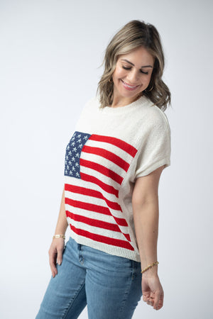 American Flag Open Knit Top by Michelle Mae