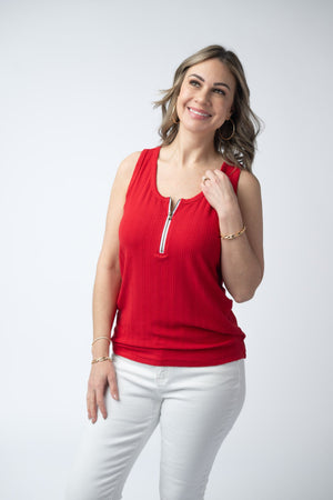 Mila Zipper Tank - Red by Michelle Mae