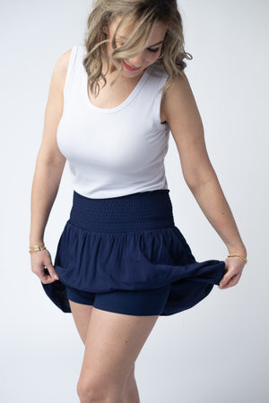 Roxie Ruffle Skort - Navy by Michelle Mae