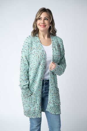 Carly Confetti Dot Cardigan - Aqua Blue by Michelle Mae