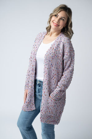 Carly Confetti Dot Cardigan - Lavender by Michelle Mae