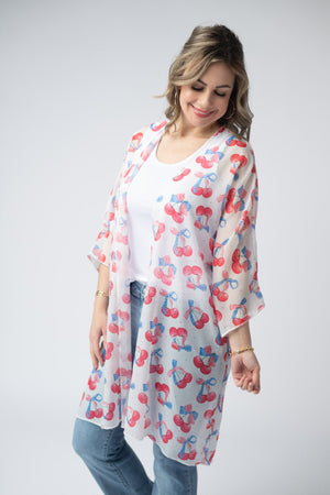 Patriotic Cherries Kimono by Michelle Mae