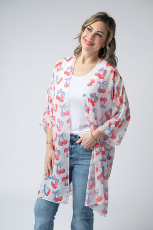 Patriotic Cherries Kimono by Michelle Mae