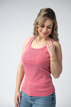 Audrey Vintage Wash Tank - Red by Michelle Mae