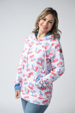 Hailey Pullover Hoodie - Patriotic Cherries by Michelle Mae