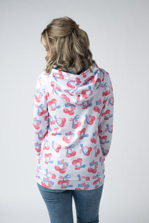 Hailey Pullover Hoodie - Patriotic Cherries by Michelle Mae
