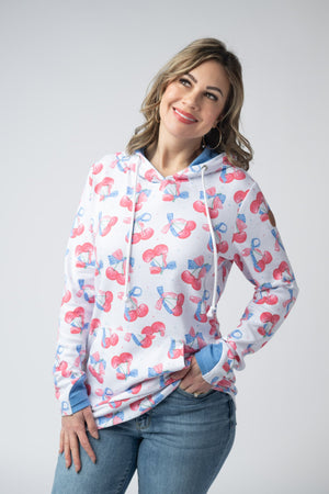 Hailey Pullover Hoodie - Patriotic Cherries by Michelle Mae