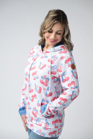 Hailey Pullover Hoodie - Patriotic Cherries by Michelle Mae