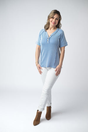 Juliette Button Top - Blue by Michelle Mae