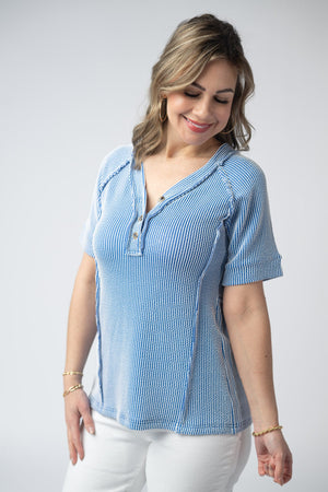Juliette Button Top - Blue by Michelle Mae