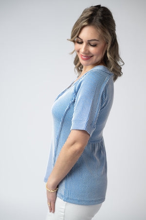 Juliette Button Top - Blue by Michelle Mae