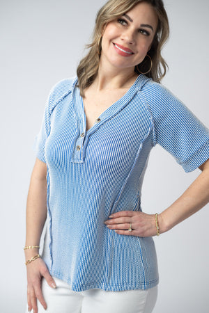 Juliette Button Top - Blue by Michelle Mae