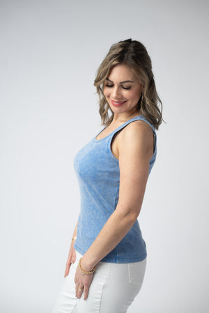 Audrey Vintage Wash Tank - Blue by Michelle Mae