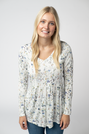 PREBOOK Long Sleeve Sarah Ruffle Top - Olive Meadow