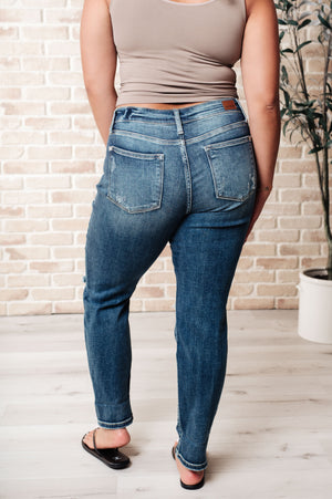 Judy Blue Mid Rise Cuffed Destroyed Boyfriend Jeans