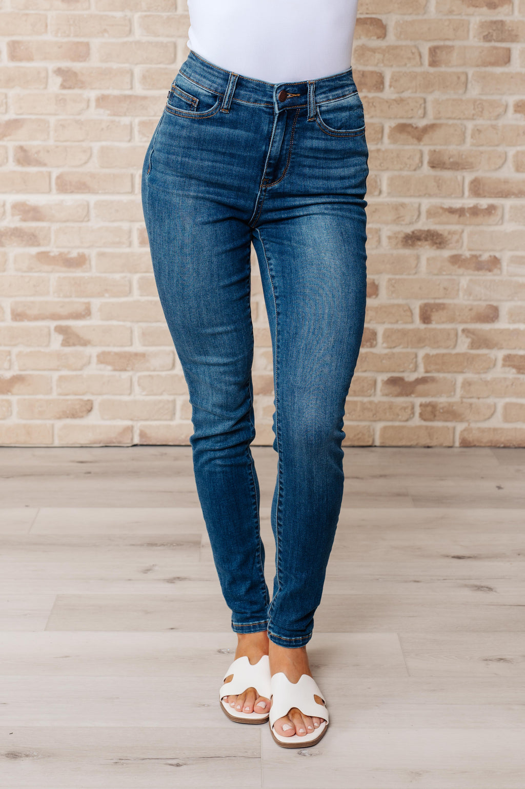 Judy Blue High Rise Non Distressed Cuffed Hem Skinny Jean