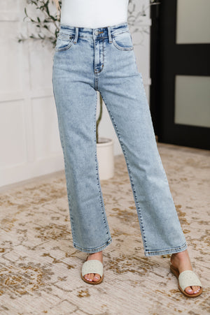 Judy Blue High Waist Stone Wash Straight Leg Jeans