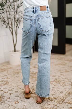 Judy Blue High Waist Stone Wash Straight Leg Jeans