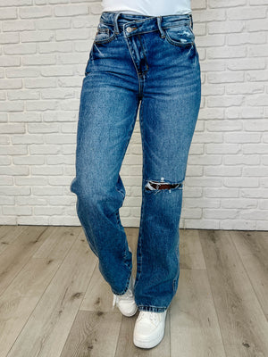 Judy Blue High Waist Rigid Magic Criss-Cross Waistband Straight Jeans