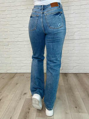 Judy Blue High Waist Rigid Magic Criss-Cross Waistband Straight Jeans