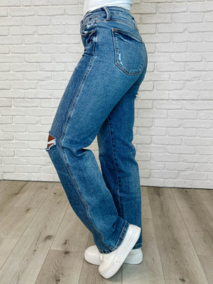 Judy Blue High Waist Rigid Magic Criss-Cross Waistband Straight Jeans