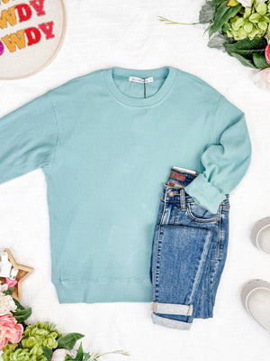 Corrine Ribbed Pullover Top - Dusty Blue by Michelle Mae