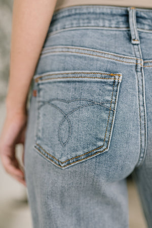 Judy Blue Mid Rise Distressed Boyfriend Jeans with Cuff