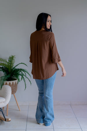 Eleanor Rigby Lizzy Top in Brown by Dear Scarlett