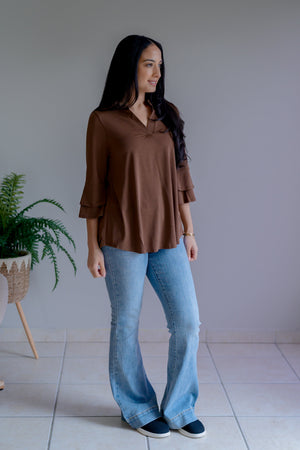 Eleanor Rigby Lizzy Top in Brown by Dear Scarlett
