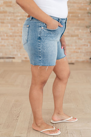 Judy Blue High Waist Rhinestone Cutoff Jean Shorts