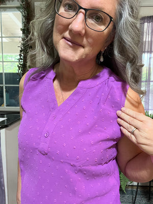 Swiss Dot Notched Neck Tank - 9 colors