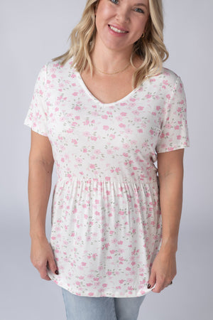 Sarah Ruffle Short Sleeve - Pretty in Pink Floral by Michelle Mae