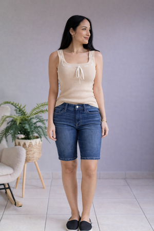 Judy Blue Mid Rise Bermuda Jean Shorts