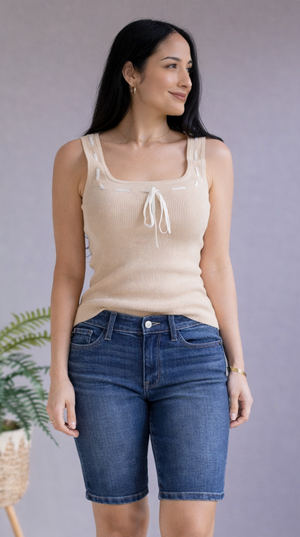 Judy Blue Mid Rise Bermuda Jean Shorts