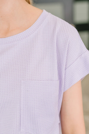 Foundation First Waffle Knit Relaxed Tee in Lilac