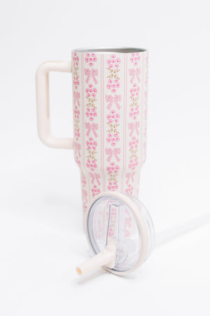 Girly Girl Bow and Floral Tumbler