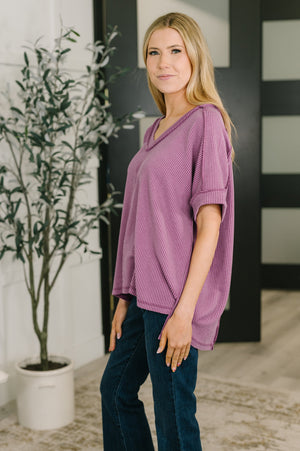 Growing Restless V-Neck Tee in Light Plum