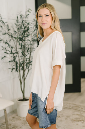 Growing Restless V-Neck Tee in White