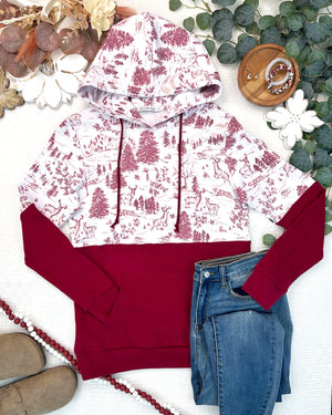 PREBOOK Hailey Pullover Hoodie - Cranberry Woodland and Cranberry