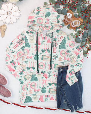 PREBOOK Hailey Pullover Hoodie - Pink Pine Noel