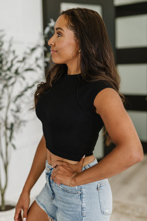 Zenana Halfway to Heaven Cropped Top in Black
