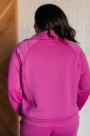 Hamptons Travel Half Zip Scuba Pullover in Magenta by Dear Scarlett